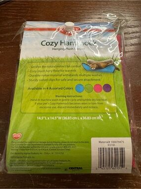 Kaytee Cozy Hammock Hanging Plush Sleeper - Red